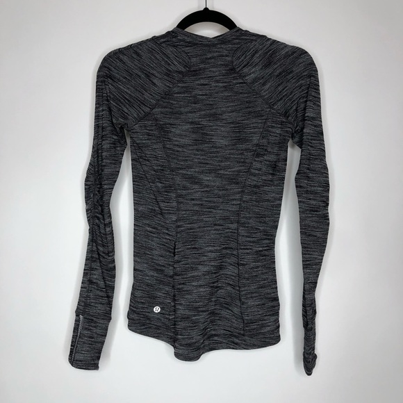 LULULEMON Runderful Grey Heathered Black Pocket Long Sleeve Active Top SIZE 4 - Picture 3 of 16